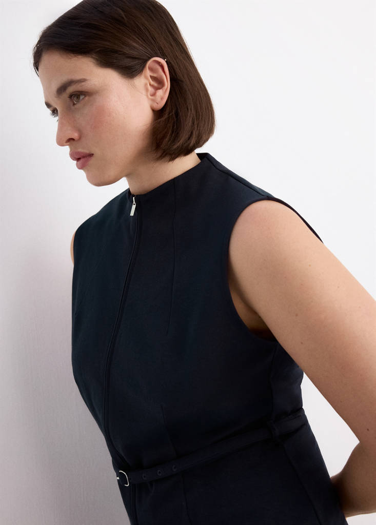 Zipper fitted waistcoat — Dark Navy