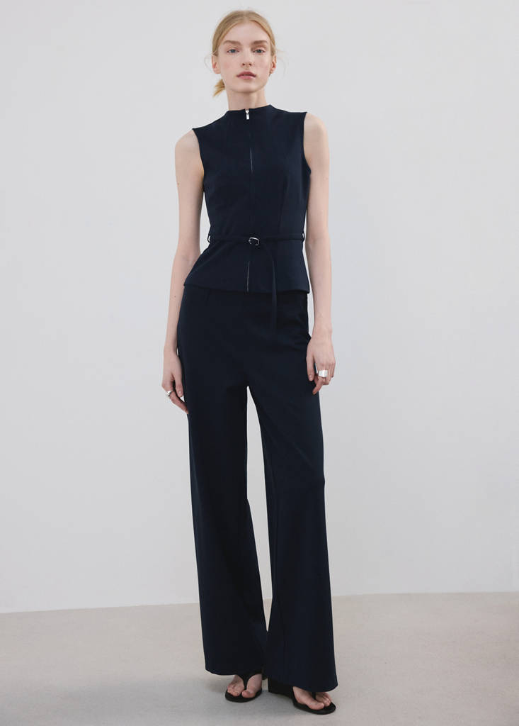 Zipper fitted waistcoat — Dark Navy