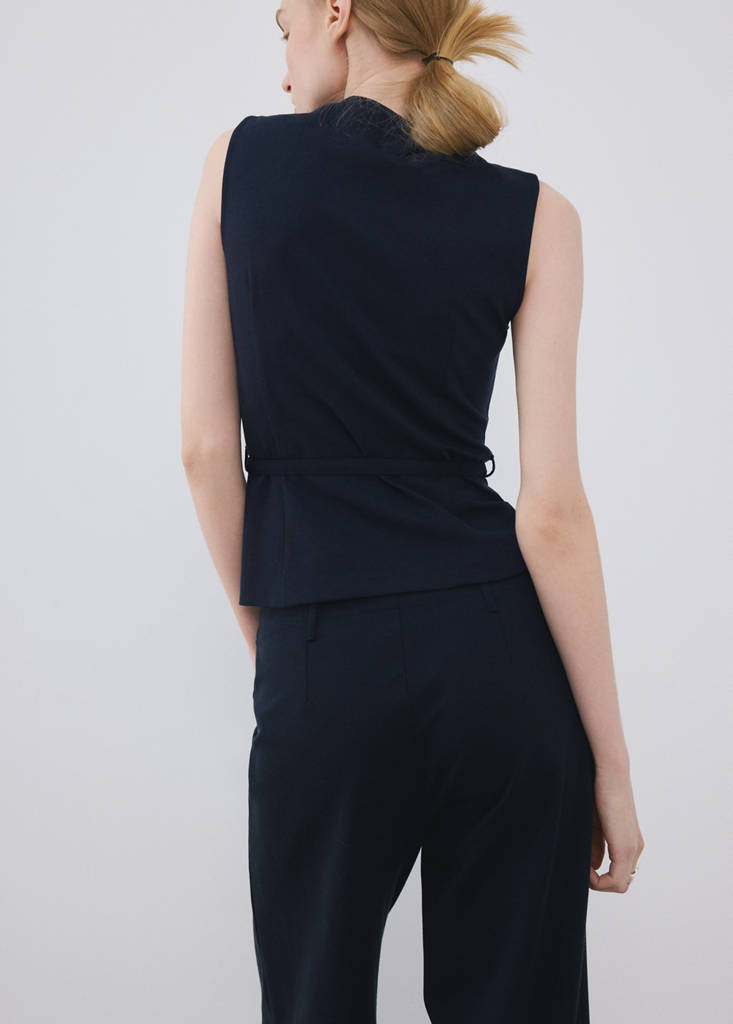 Zipper fitted waistcoat — Dark Navy