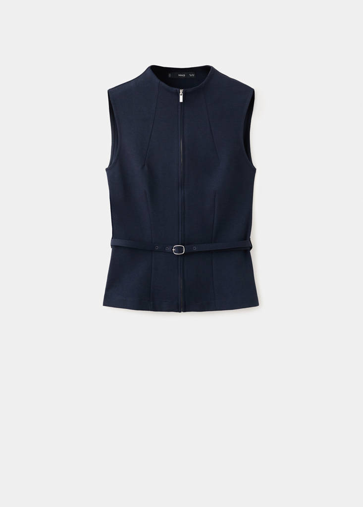 Zipper fitted waistcoat — Dark Navy
