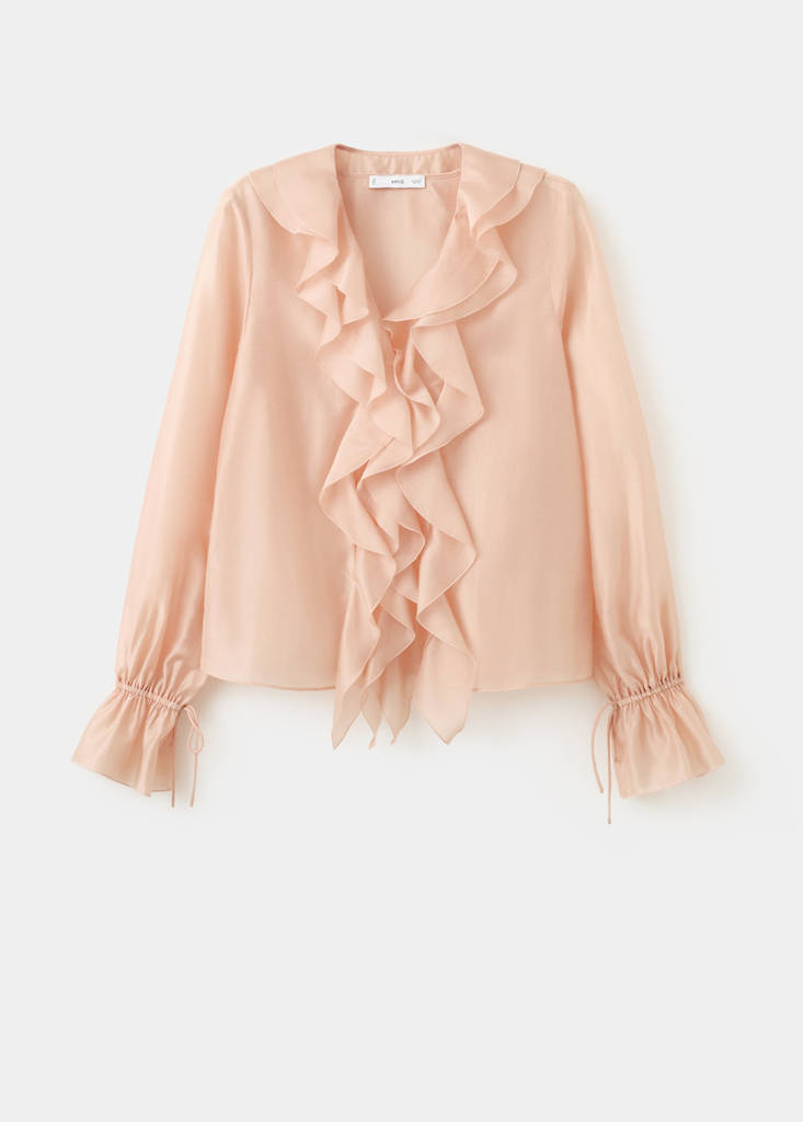Ruffled lyocell blouse — Pastel Pink