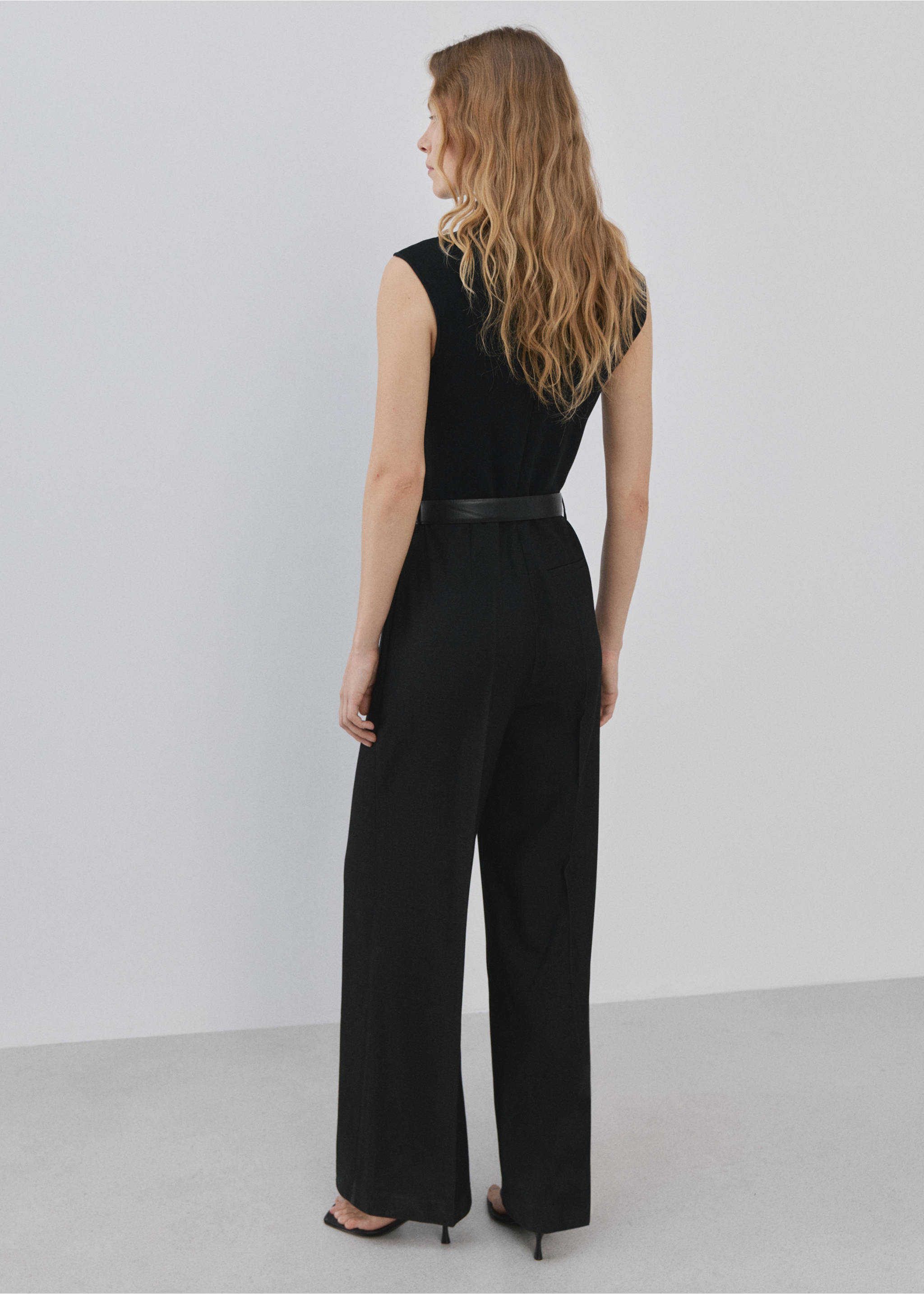 Contrast-bodice long jumpsuit - Reverse of the article, Black. Ref: 27044086-00.
