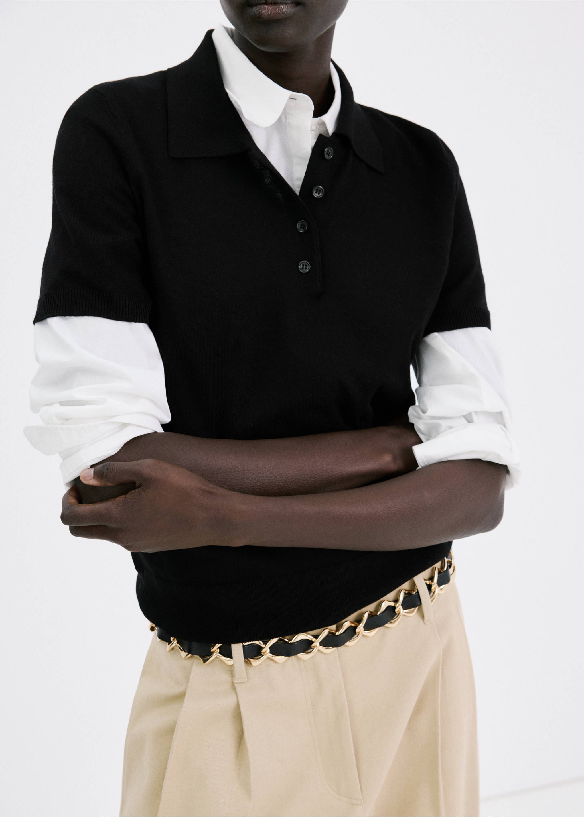 Polo neck sweater - Medium plane, Black. Ref: 27044087-00.