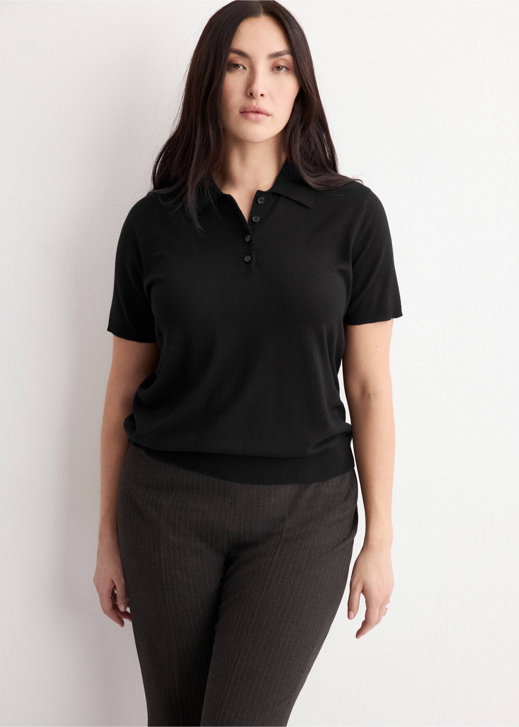 Polo neck sweater - Details of the article 5, Black. Ref: 27044087-00.