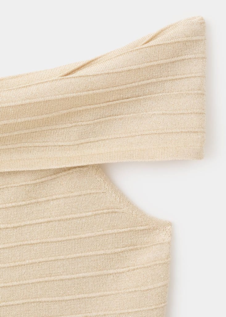 Strapless knitted dress with seams — Gold
