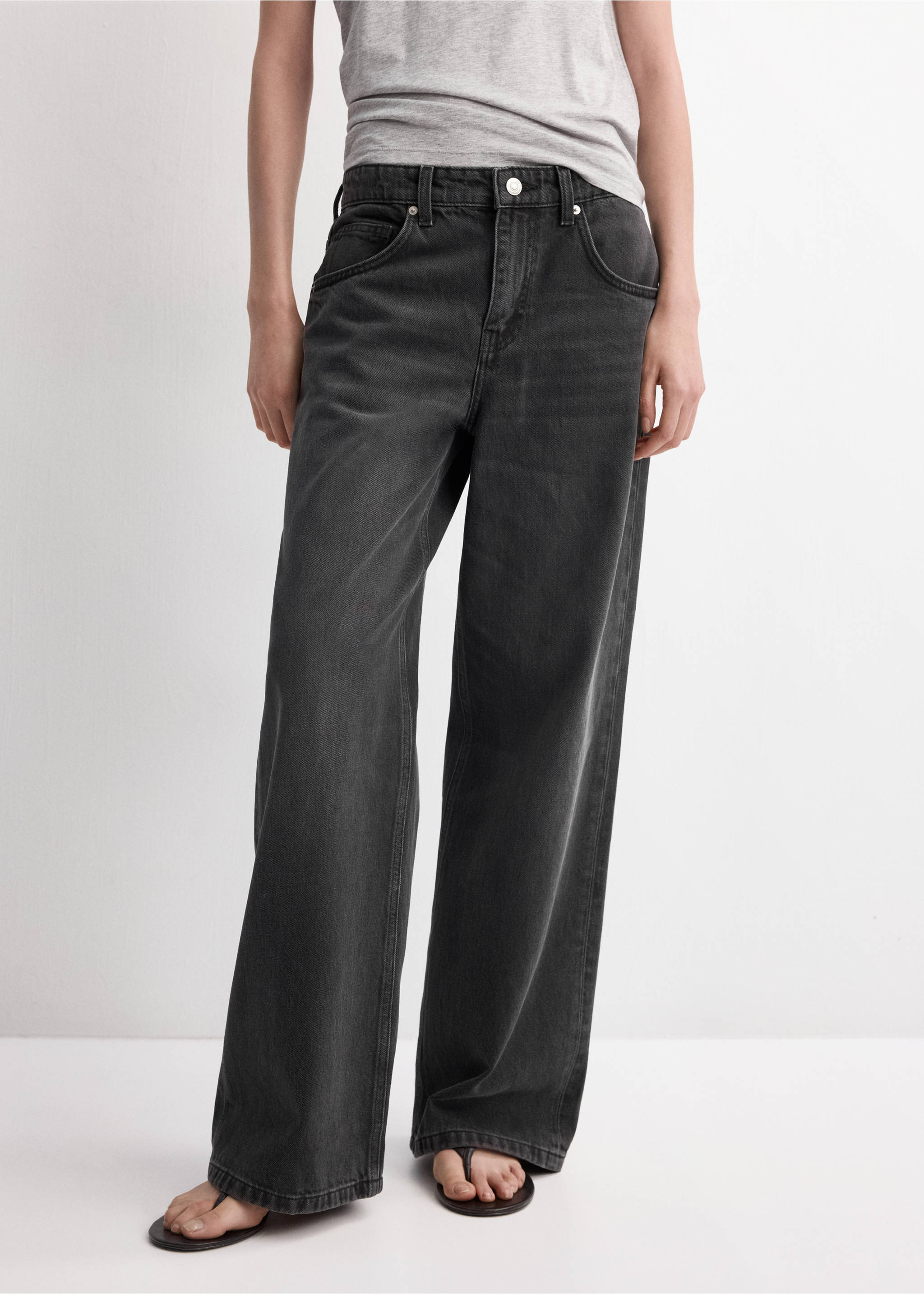 Mid-rise straight jeans - Medium plane, Black denim. Ref: 27044099-00.