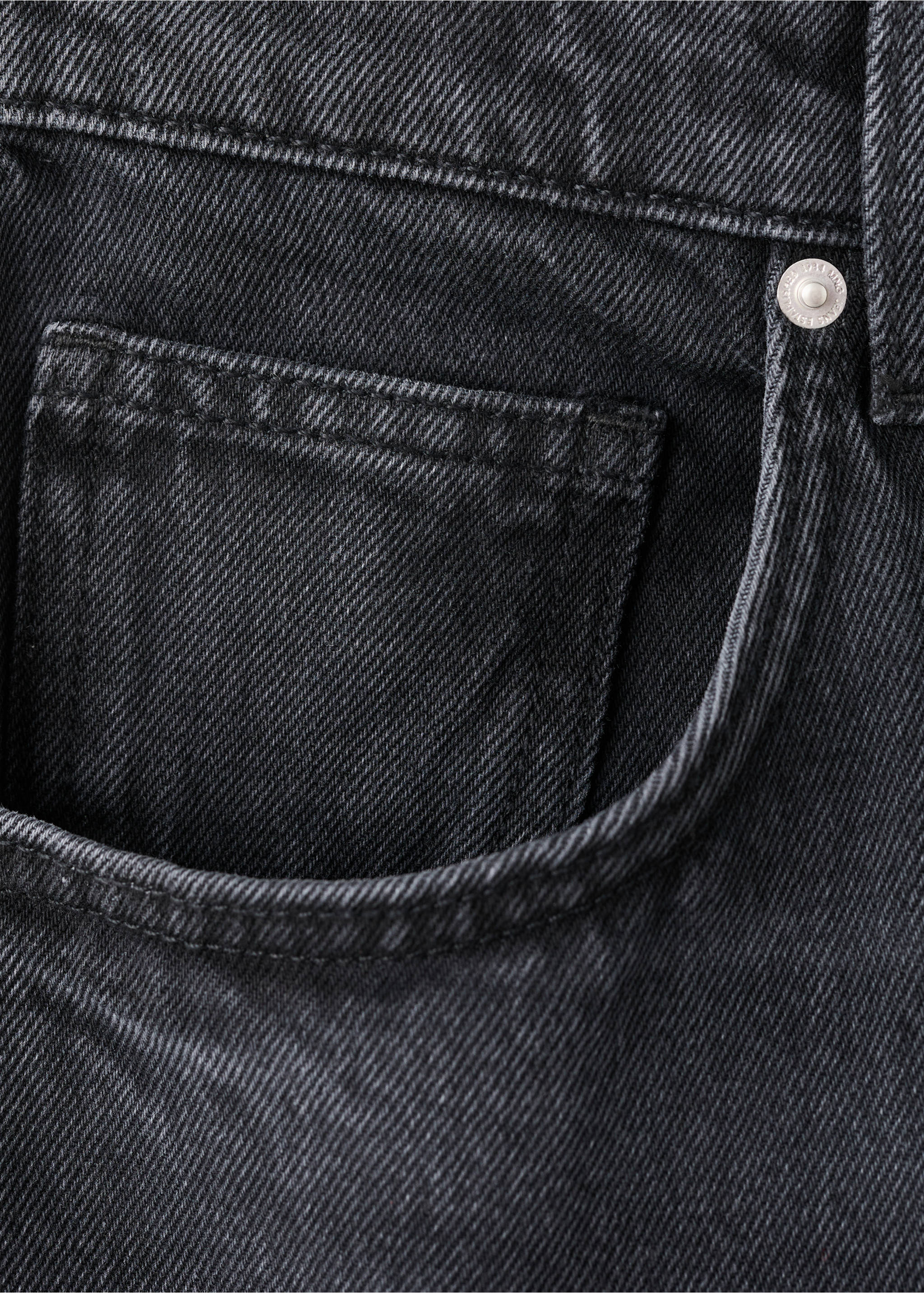 Mid-rise straight jeans - Details of the article 0, Black denim. Ref: 27044099-00.