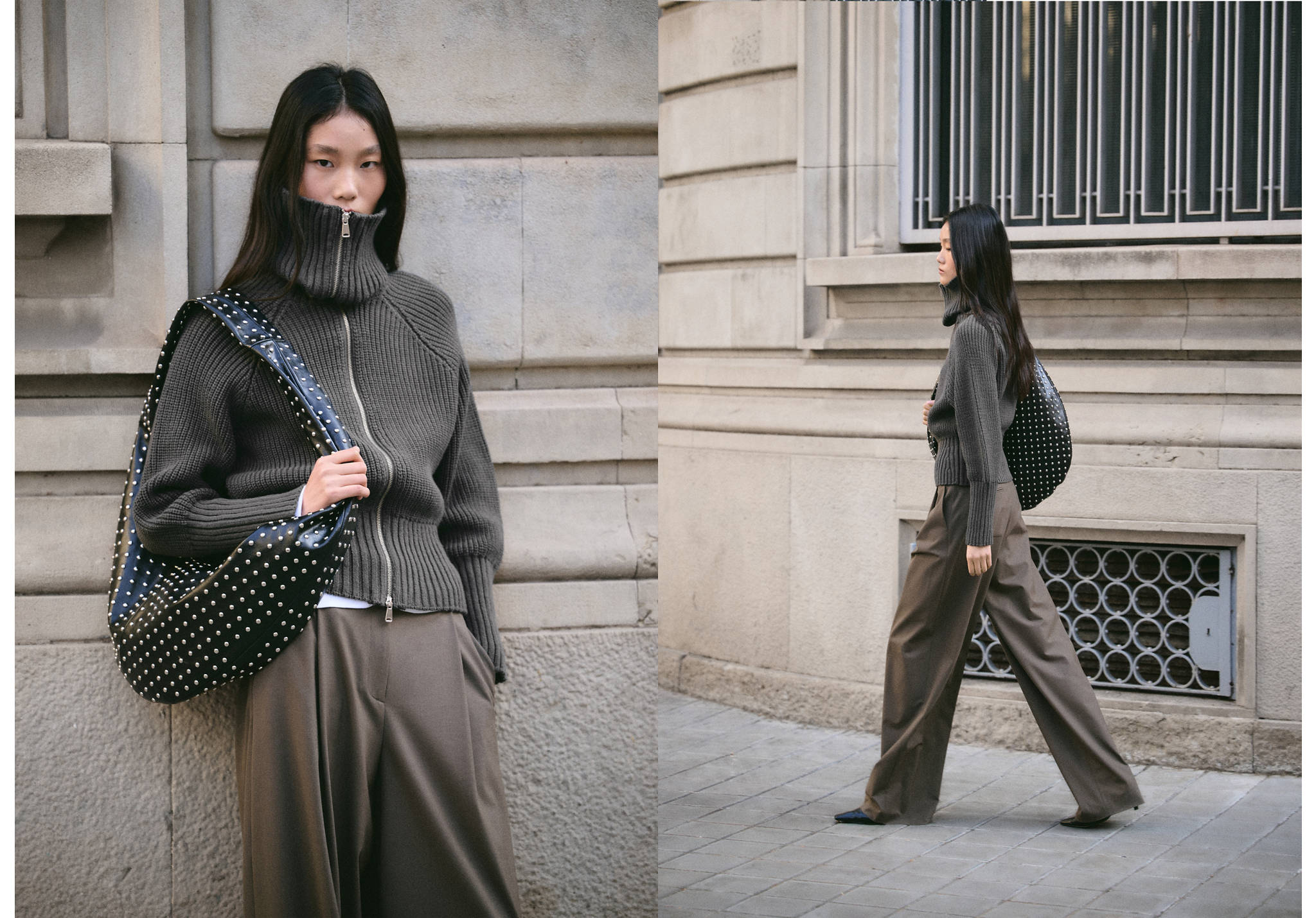 Cardigan maille col cheminée - Plan panoramique