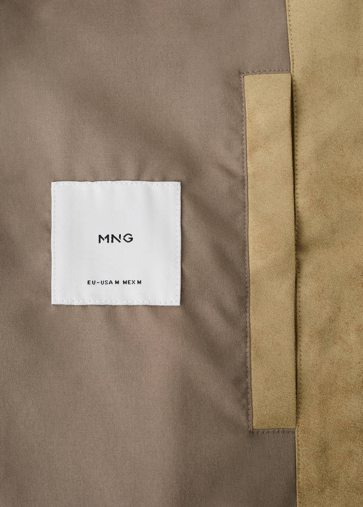Suede-effect biker jacket — Beige