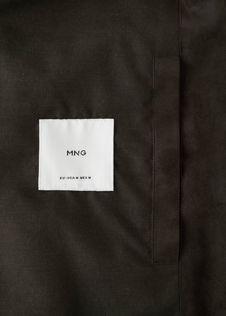 Suede-effect biker jacket — Brown