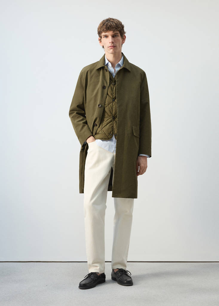 Water-repellent parka with detachable gilet — Olive Green