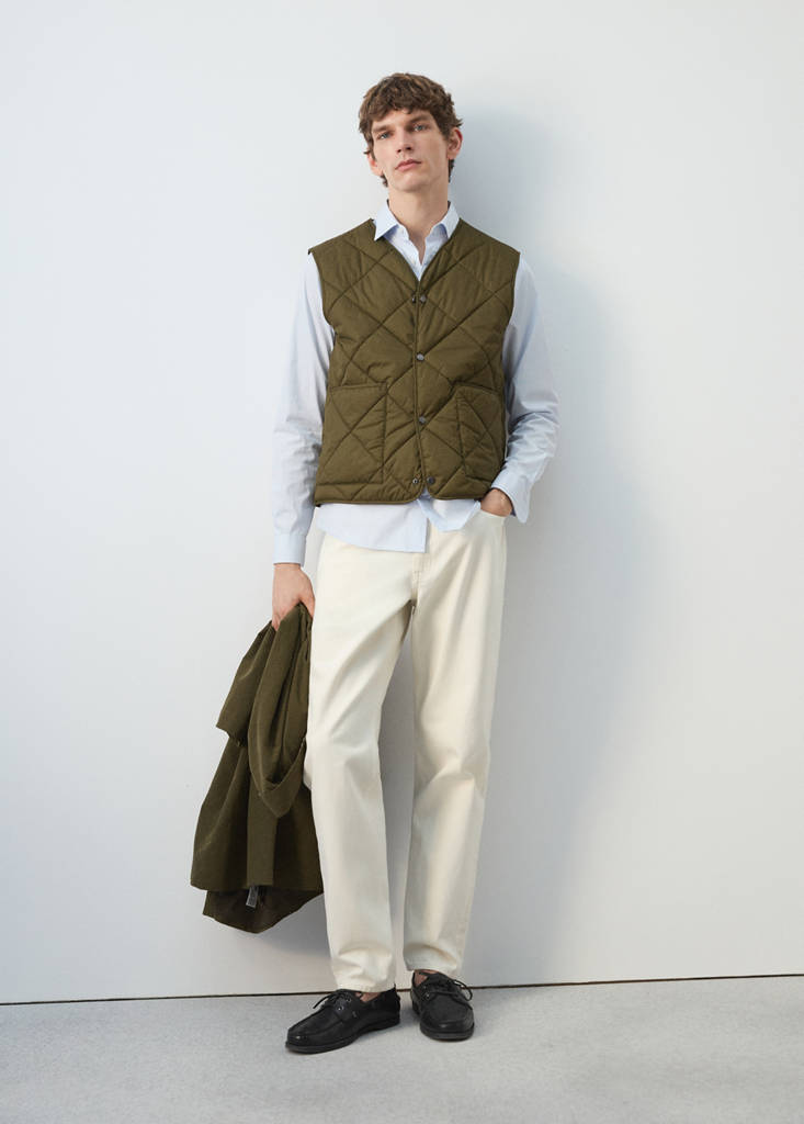 Water-repellent parka with detachable gilet — Olive Green