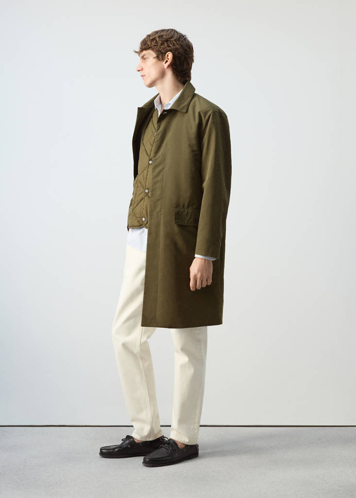 Water-repellent parka with detachable gilet — Olive Green