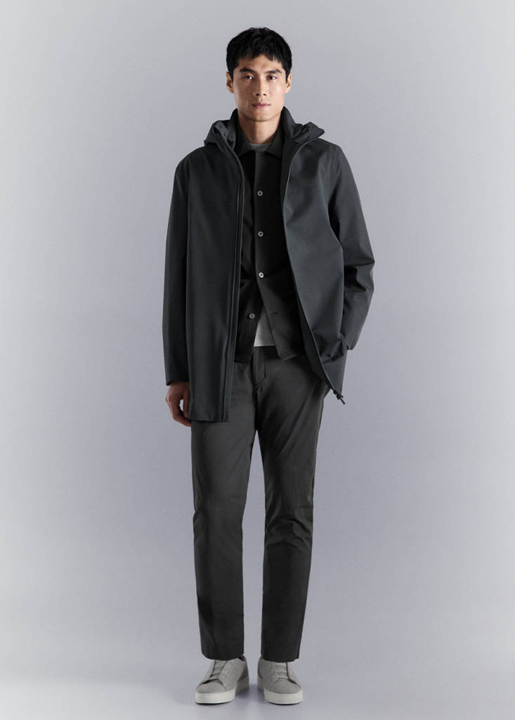 Water-repellent parka with pockets — Dark Grey