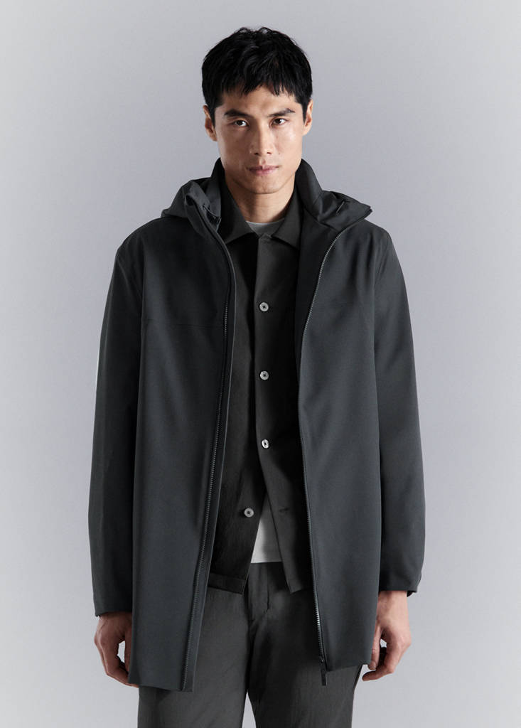 Water-repellent parka with pockets — Dark Grey