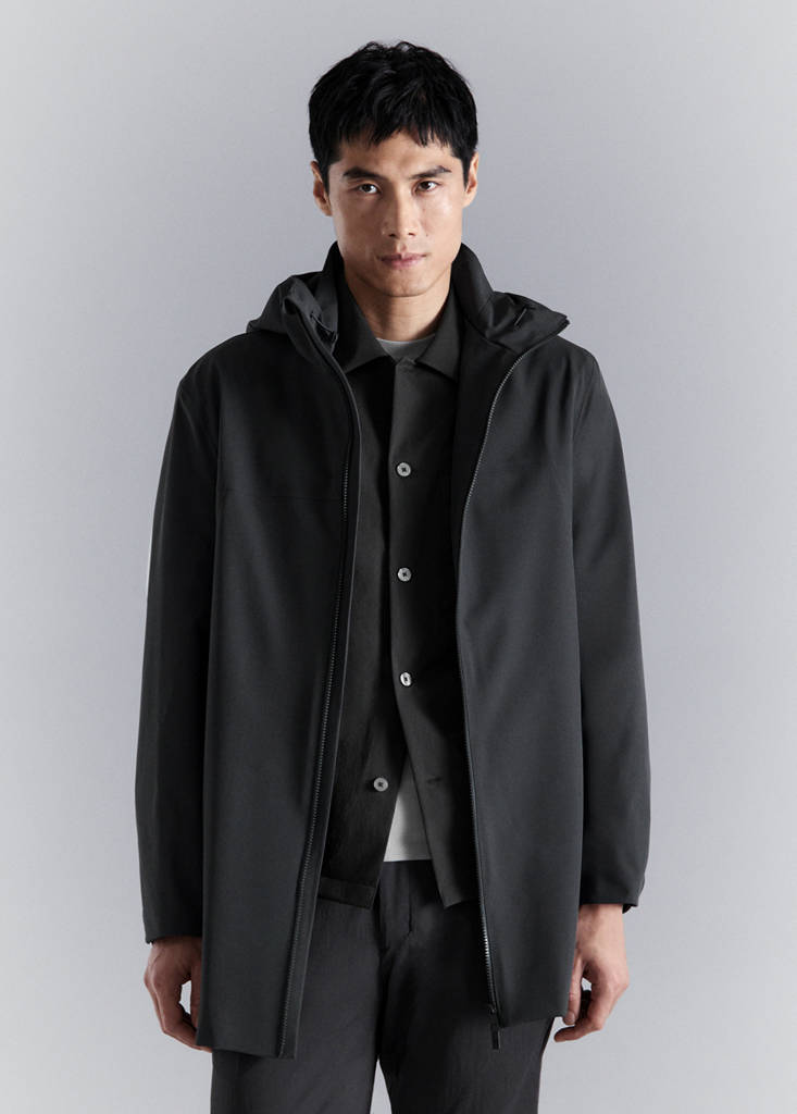Water-repellent parka with pockets — Dark Grey