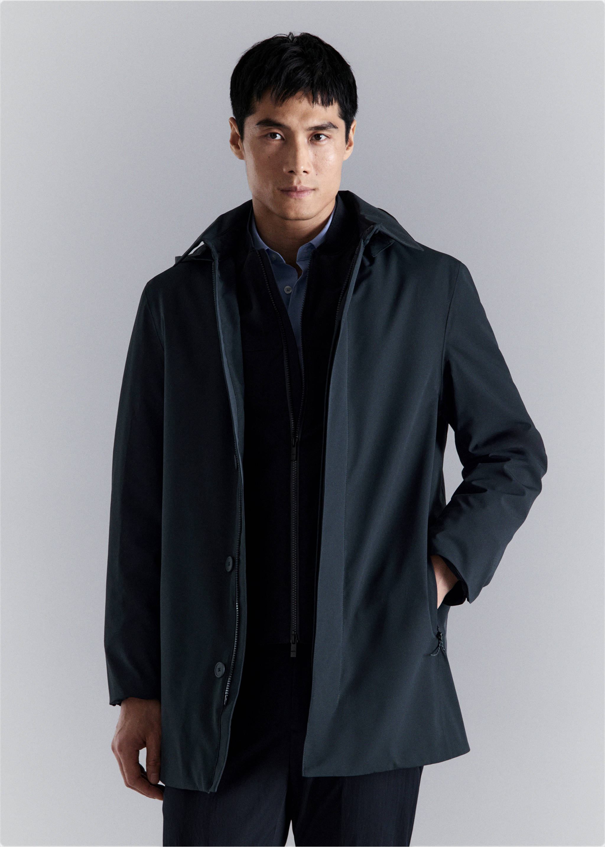 Parka packable capucha desmontable tecnología Thermore® - Plano medio, Azul marino. Ref: 27044408-00.