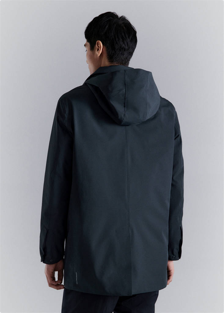 Packable parka with removable hood and Thermore® technology — Navy