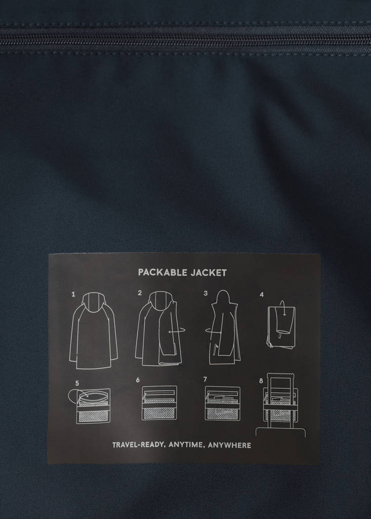 Packable parka with removable hood and Thermore® technology — Navy