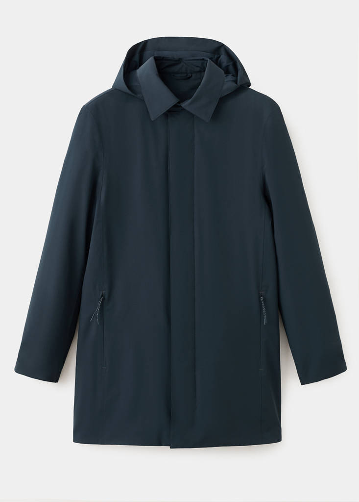 Packable parka with removable hood and Thermore® technology — Navy