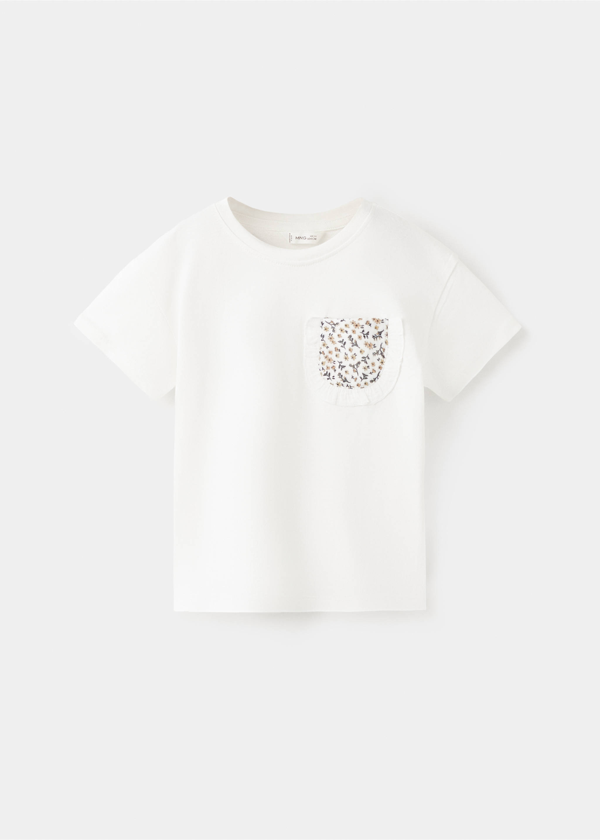 Cotton t-shirt with embroidered pocket - Article without model, Off White. Ref: 27044409-00.