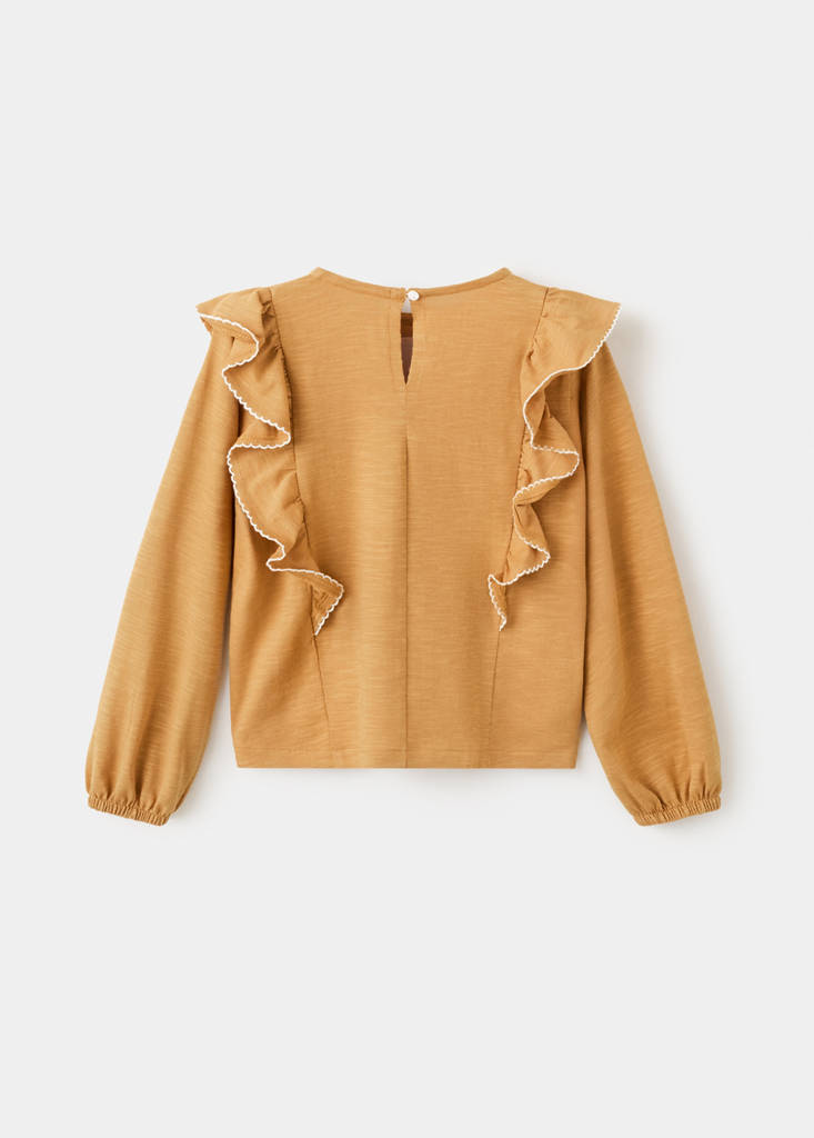 Frills cotton t-shirt — Ochre