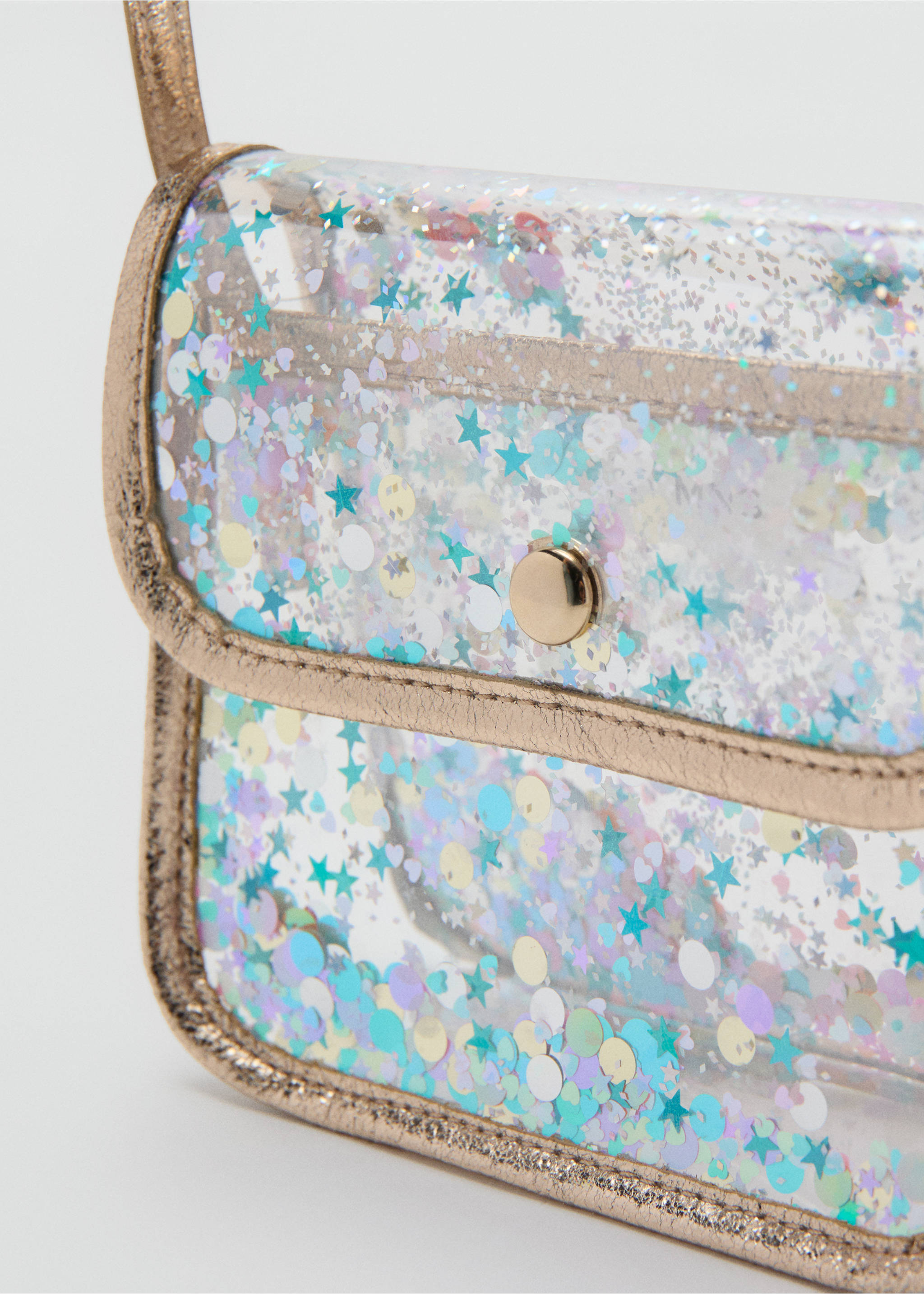 Bolso transparente purpurina - Detalle del artículo 1, Oro. Ref: 27044415-00.