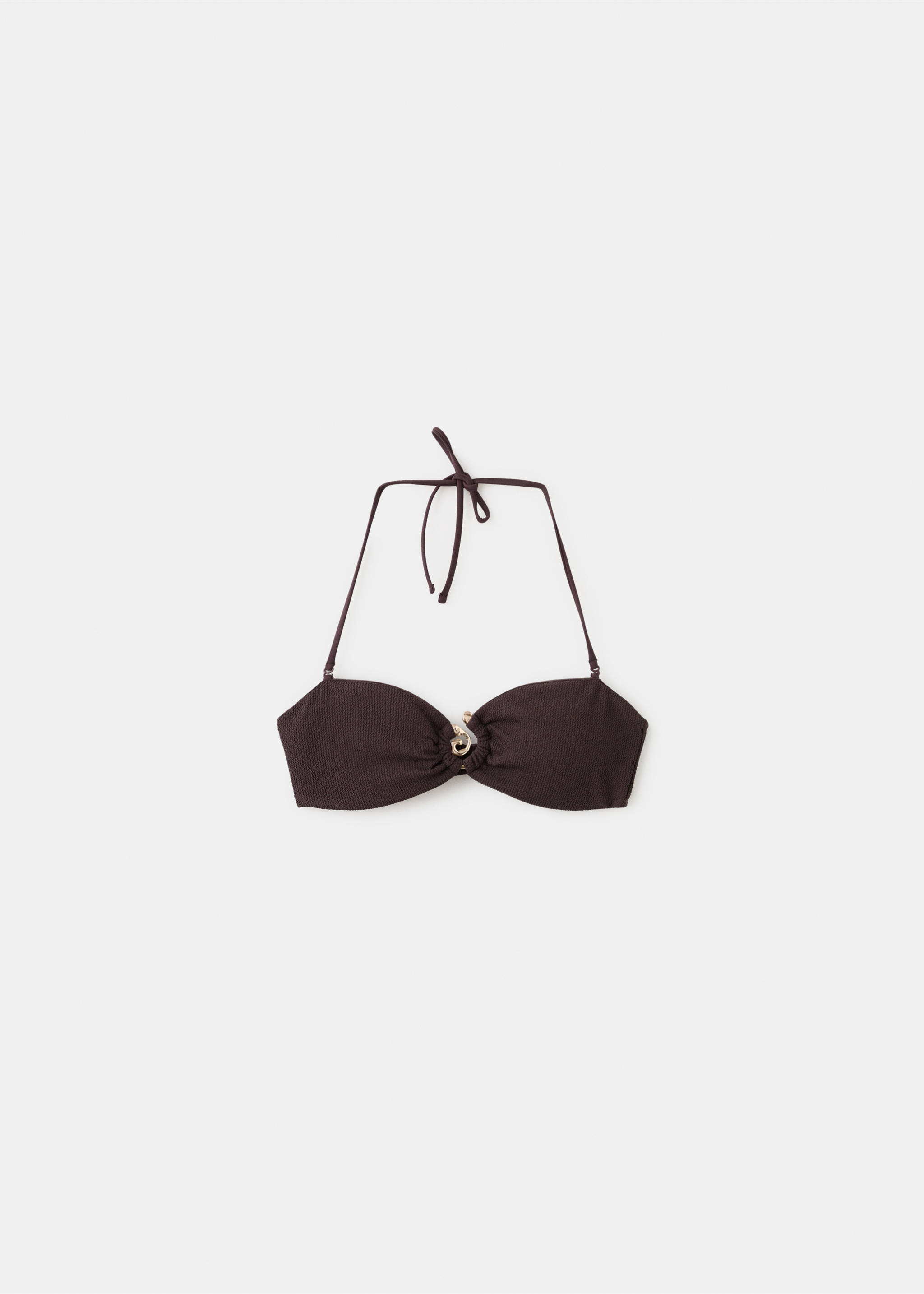Bandeau bikini top with decorative ring - Article without model, Brown. Ref: 27044416-00.
