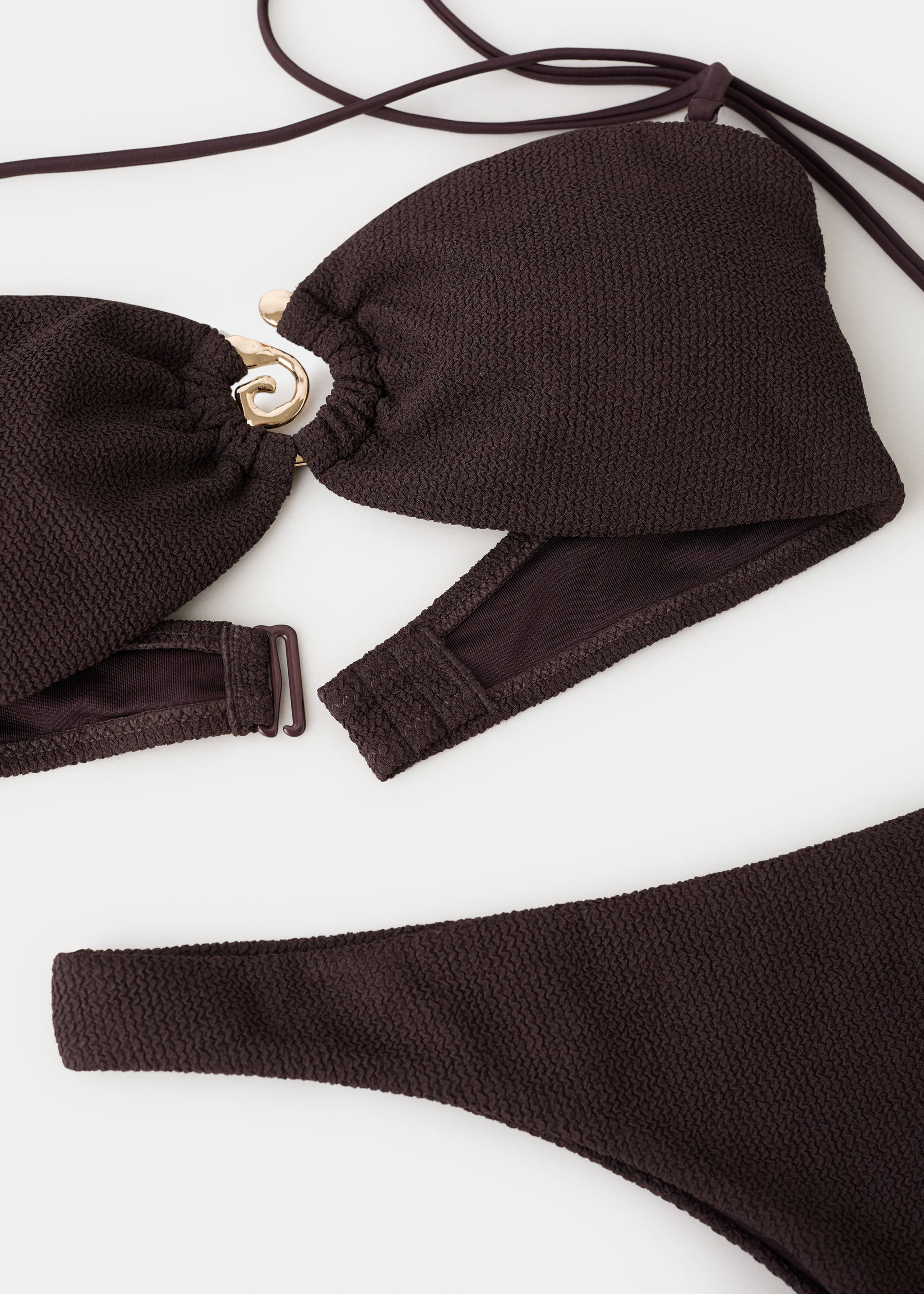 Bandeau bikini top with decorative ring - Details of the article 0