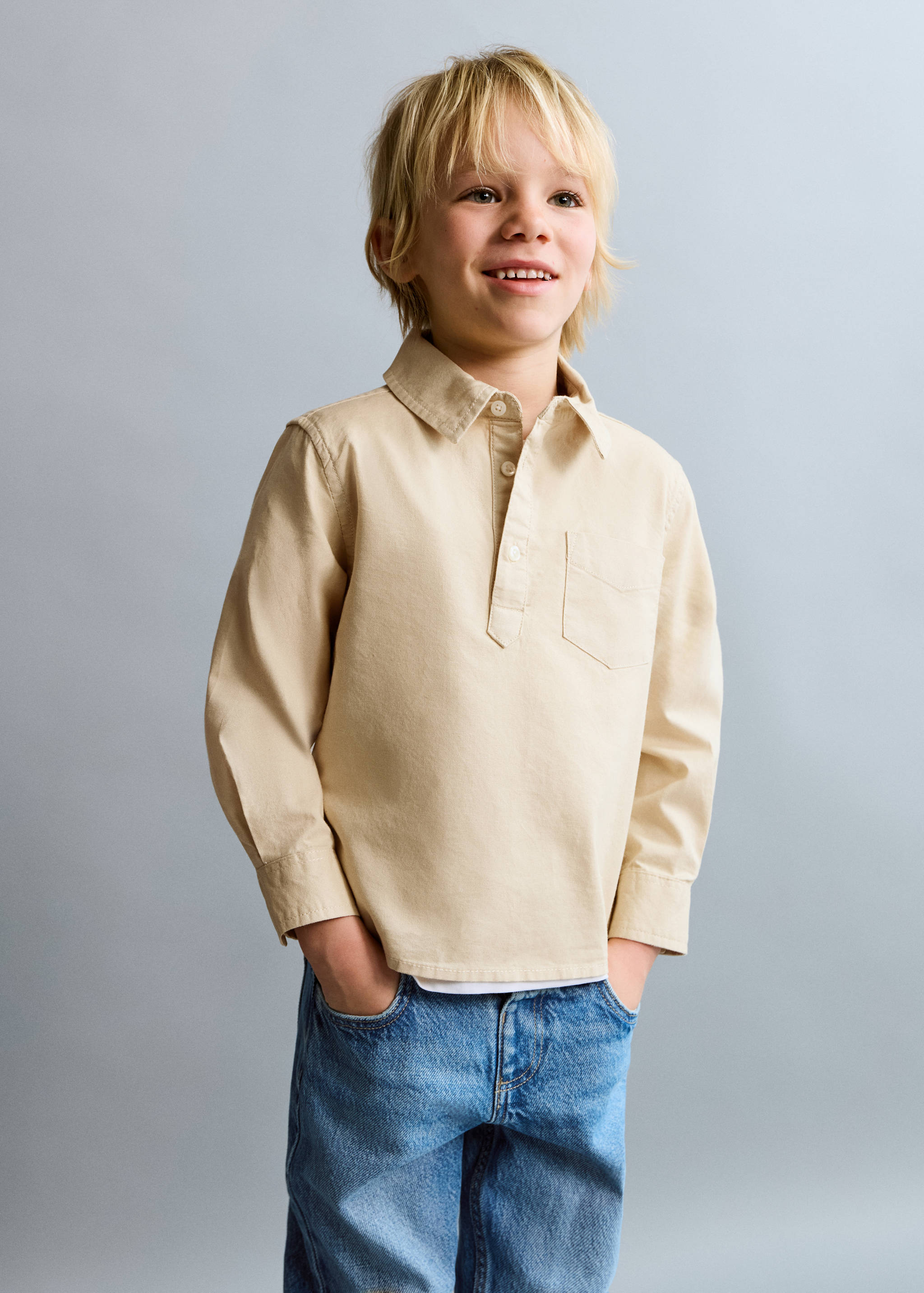 Camisa algodón bolsillo - Plano medio