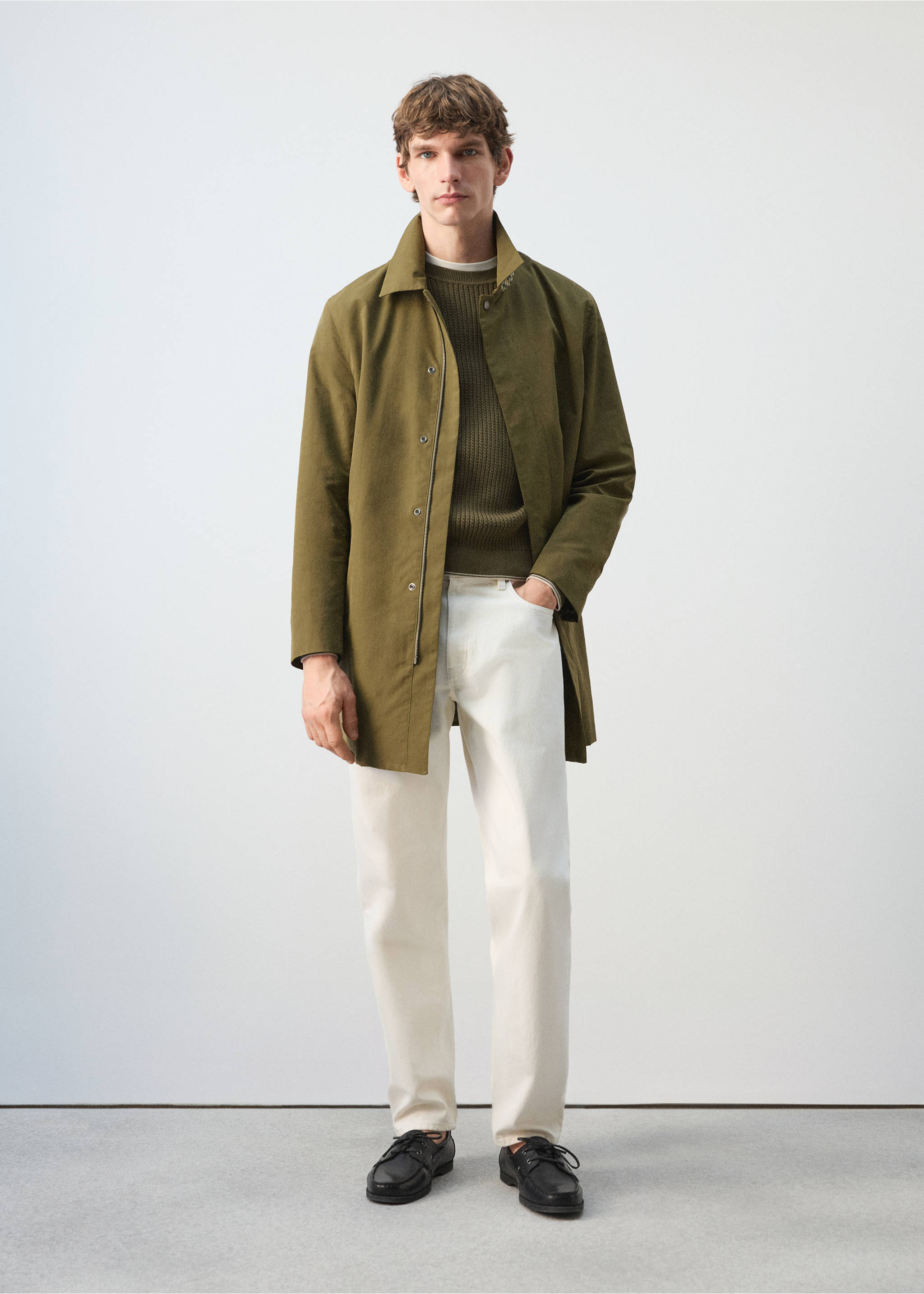 Fine knit microstructure sweater - General plane, Olive Green. Ref: 27044424-00.