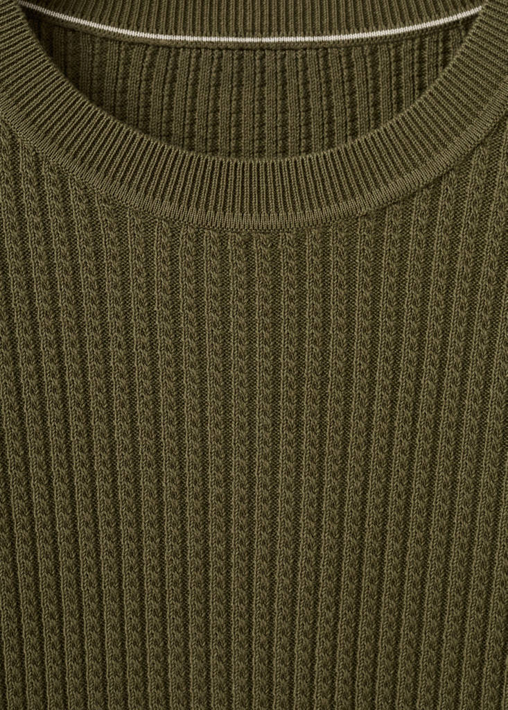 Fine knit microstructure sweater — Olive Green