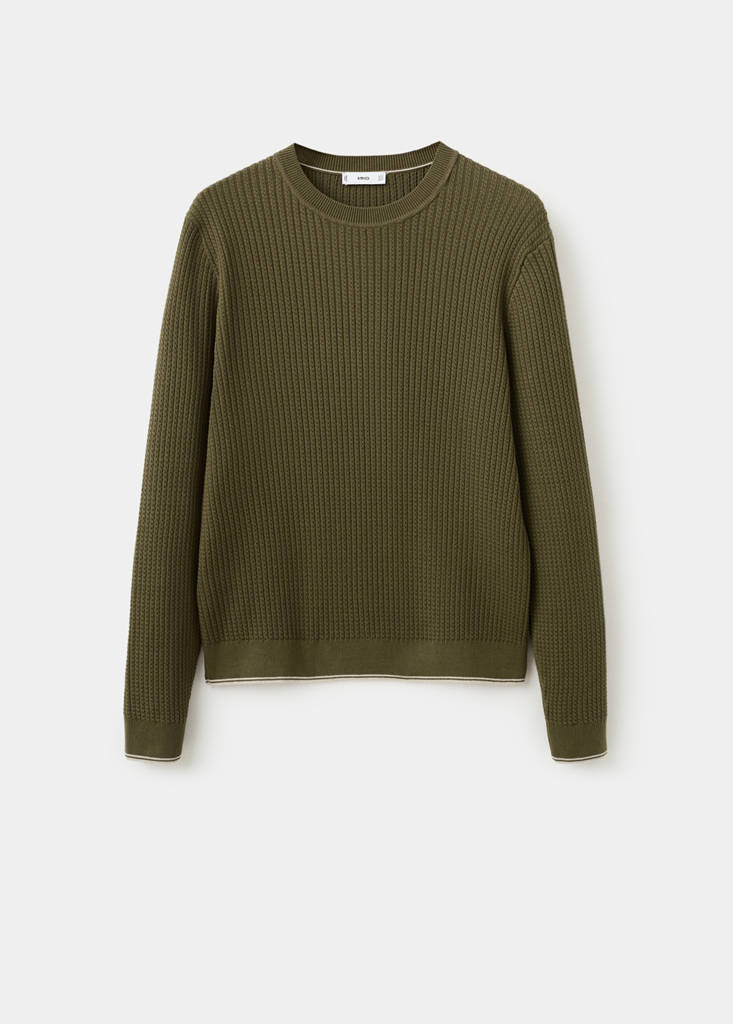 Fine knit microstructure sweater — Olive Green