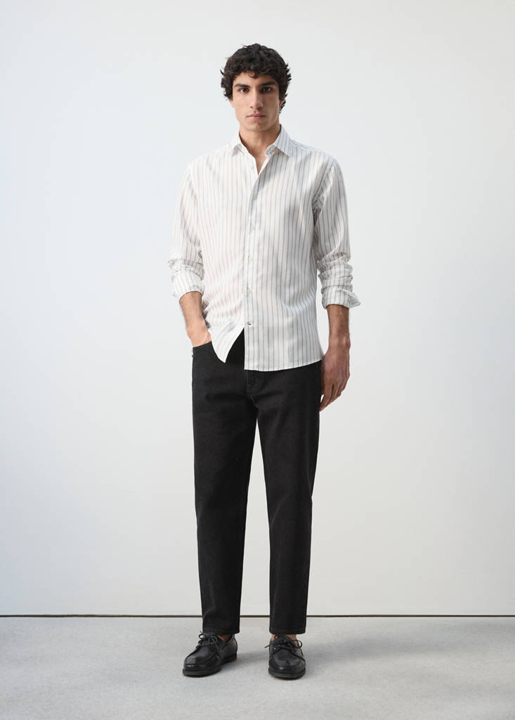 Regular fit 100% lyocell stripe shirt — Off White