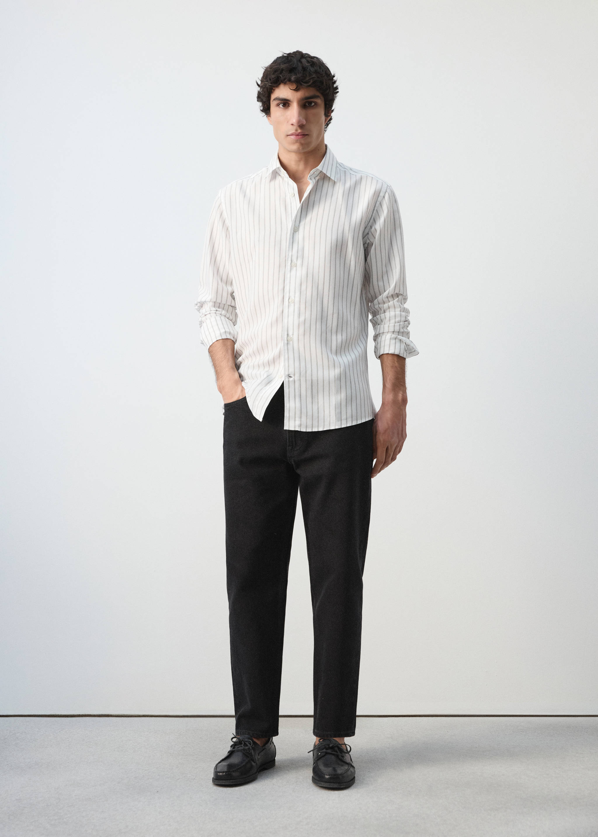 Regular fit 100% lyocell stripe shirt - General plane