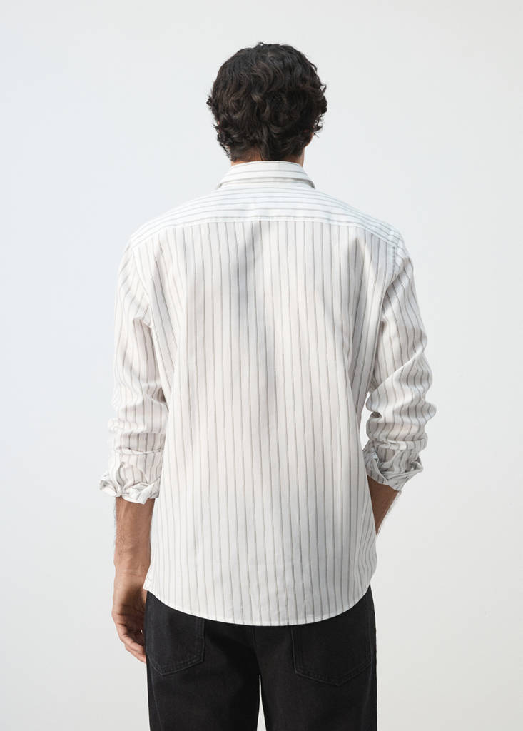 Regular fit 100% lyocell stripe shirt — Off White