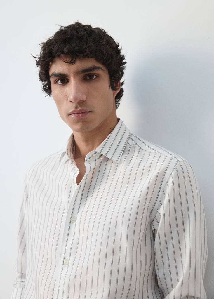 Regular fit 100% lyocell stripe shirt — Off White