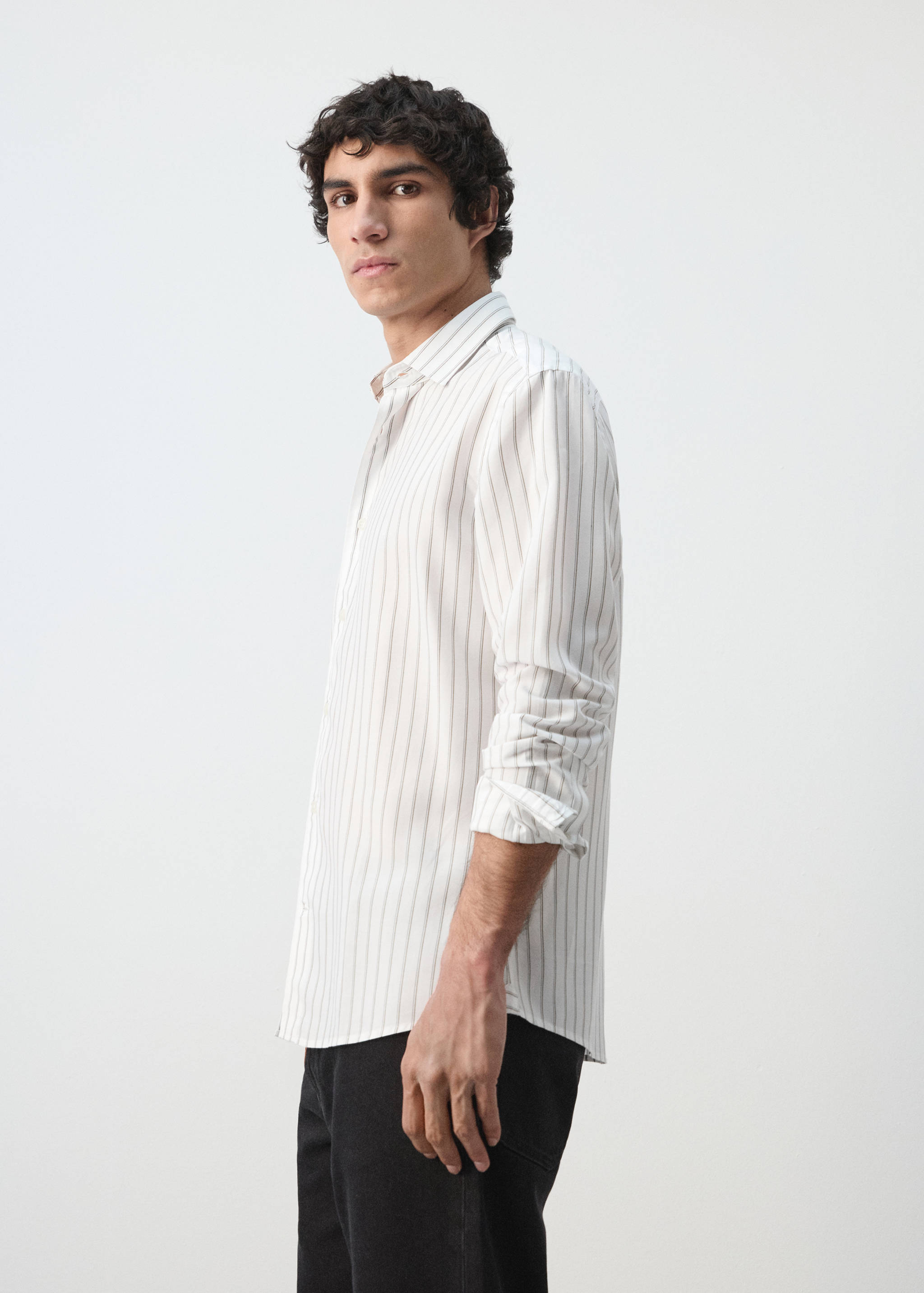 Regular fit 100% lyocell stripe shirt - Details of the article 2