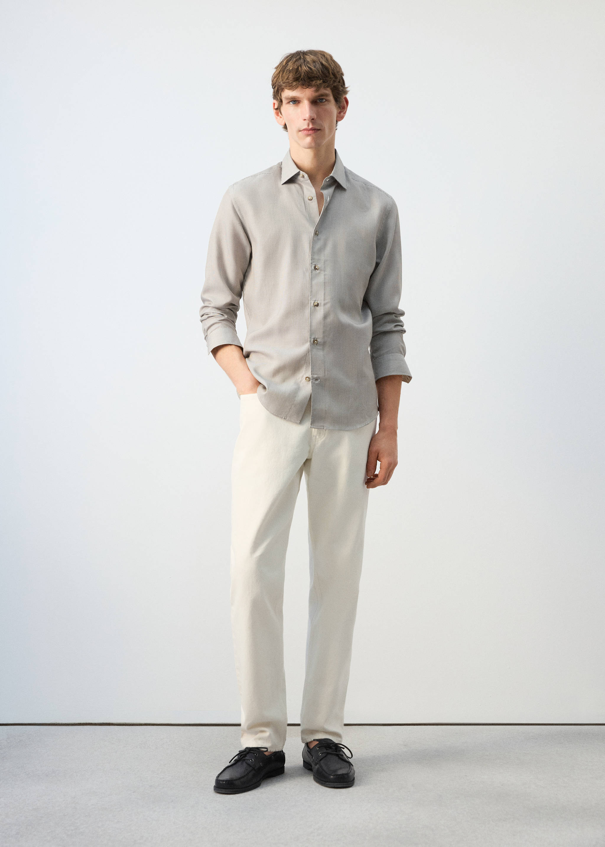 Regular fit 100% lyocell stripe shirt - General plane