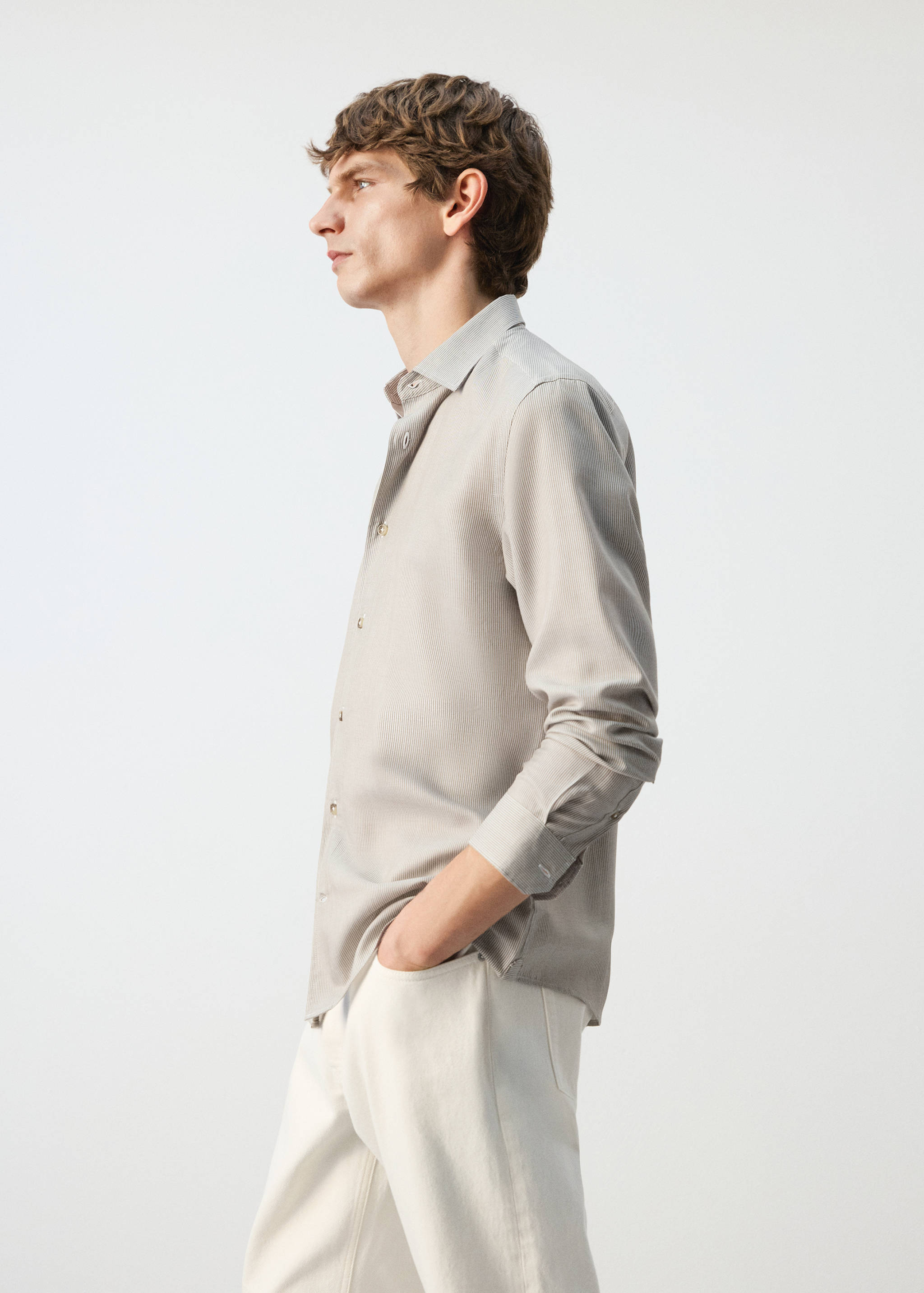 Regular fit 100% lyocell stripe shirt - Details of the article 2