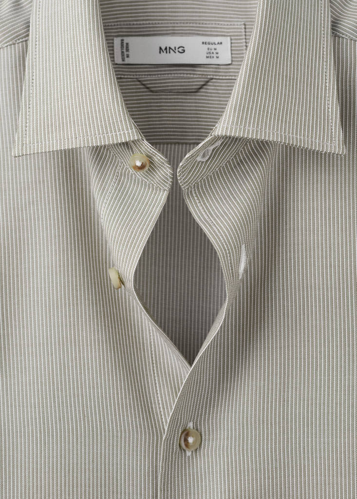 Regular fit 100% lyocell stripe shirt — Olive Green