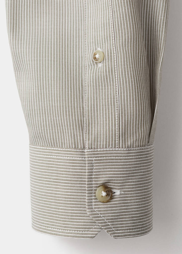 Regular fit 100% lyocell stripe shirt — Olive Green