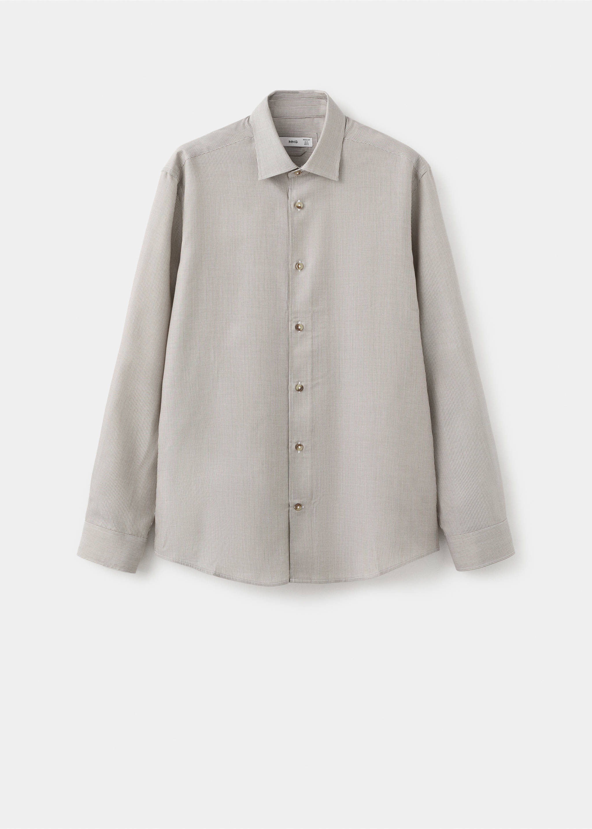 Regular fit 100% lyocell stripe shirt - Article without model, Olive Green. Ref: 27044425-00.