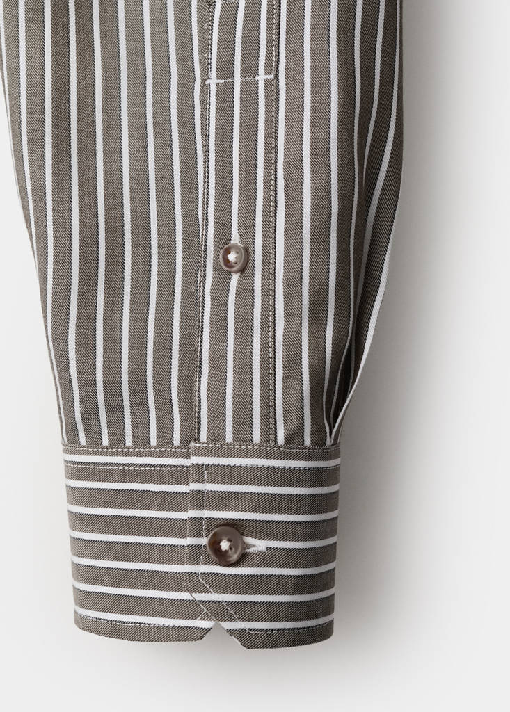 Regular fit 100% lyocell stripe shirt — Khaki