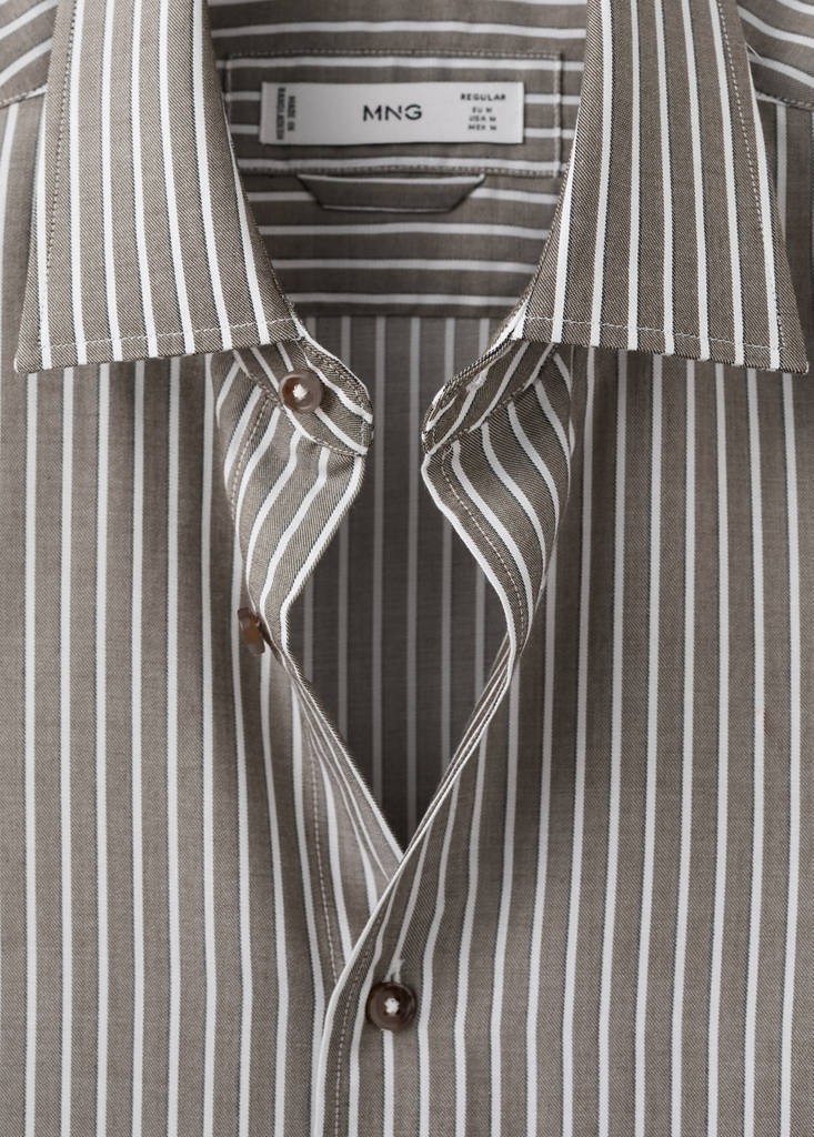Regular fit 100% lyocell stripe shirt — Khaki
