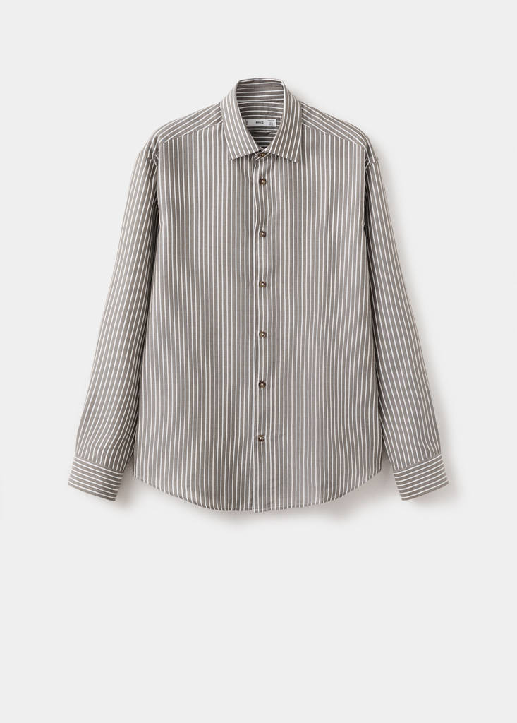 Regular fit 100% lyocell stripe shirt — Khaki