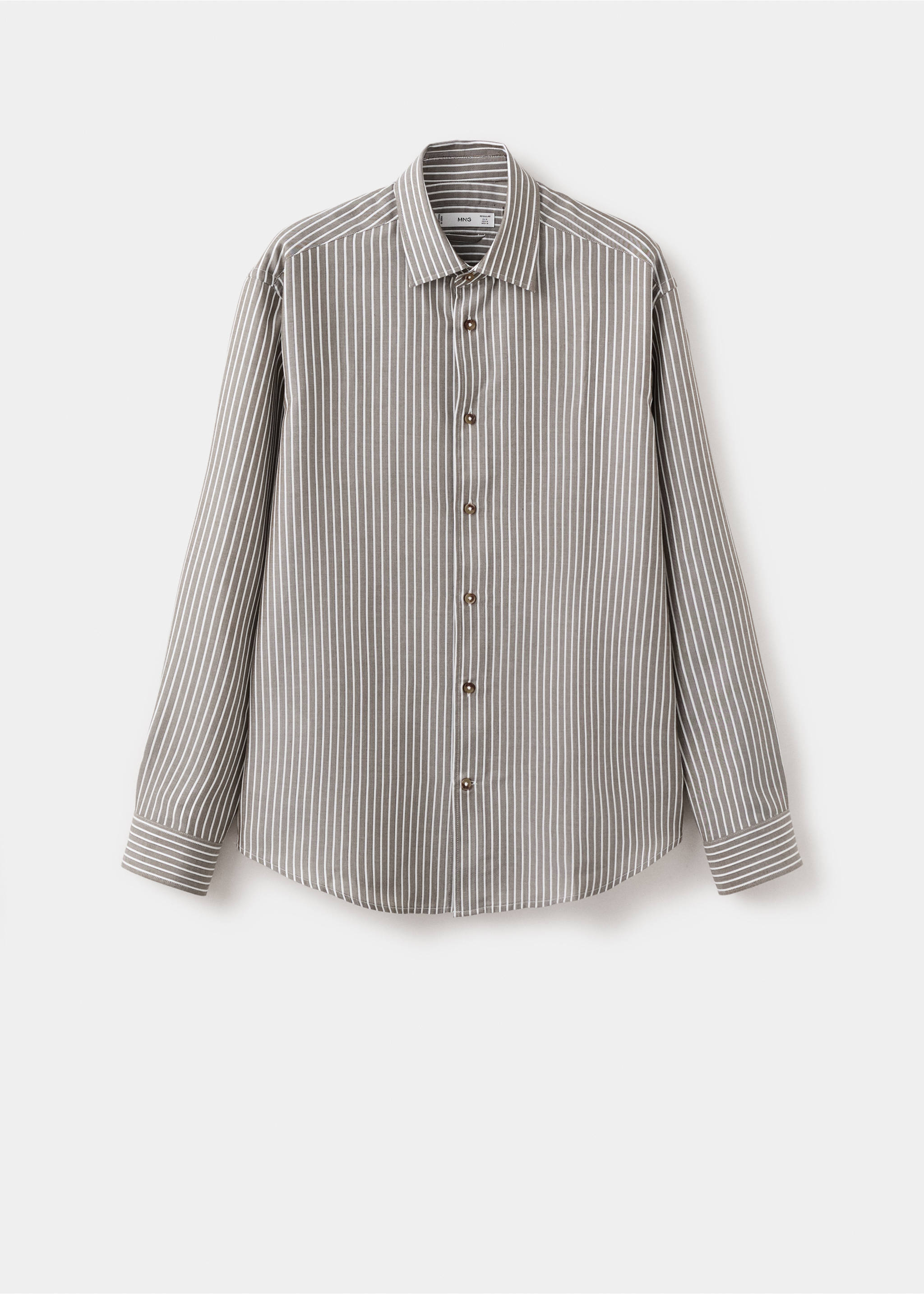 Regular fit 100% lyocell stripe shirt - Article without model, Khaki. Ref: 27044425-00.