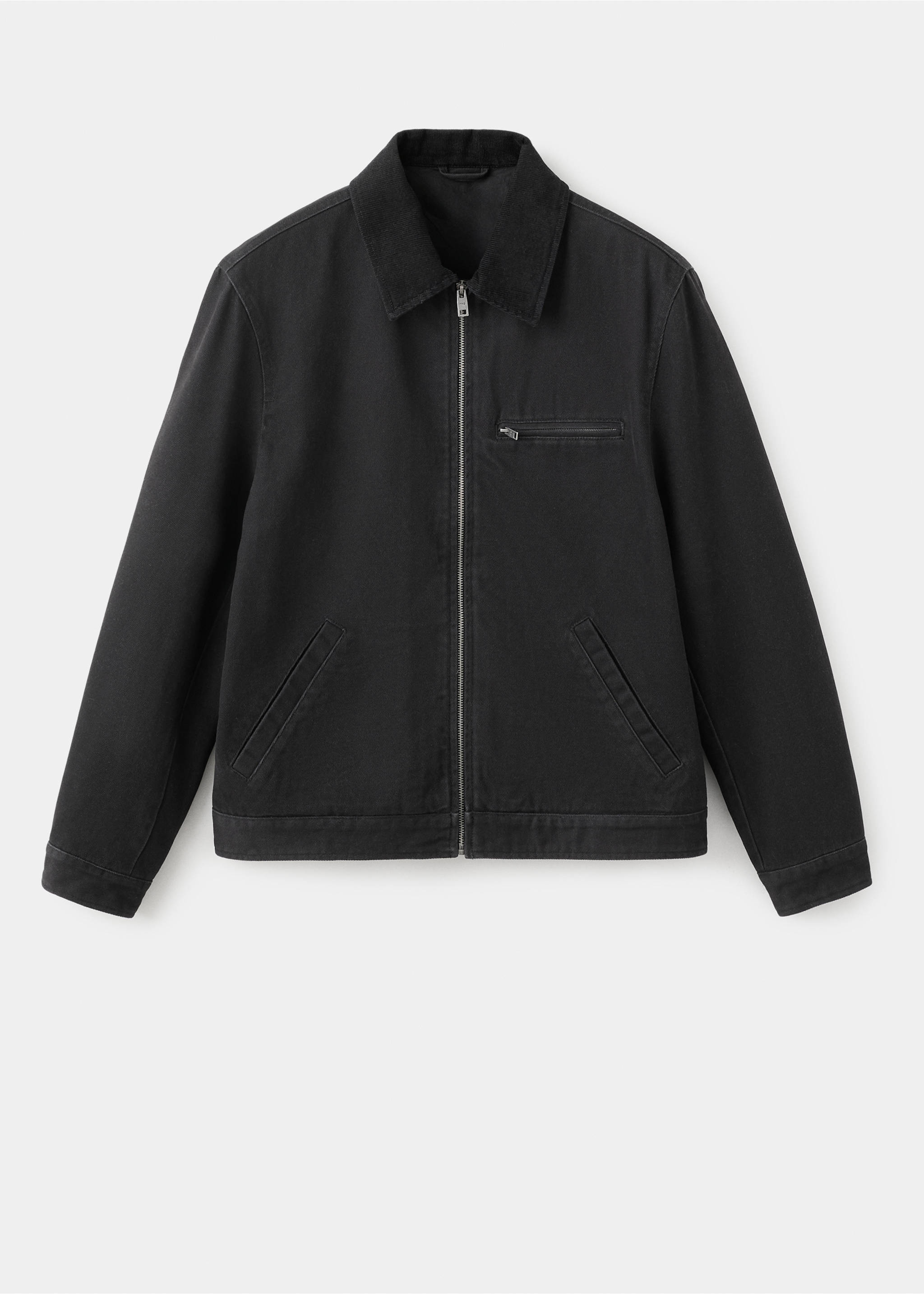 Джинсовая куртка с вельветовым воротником - Изделие без модели, Черный деним. Ref: 27044427-00.