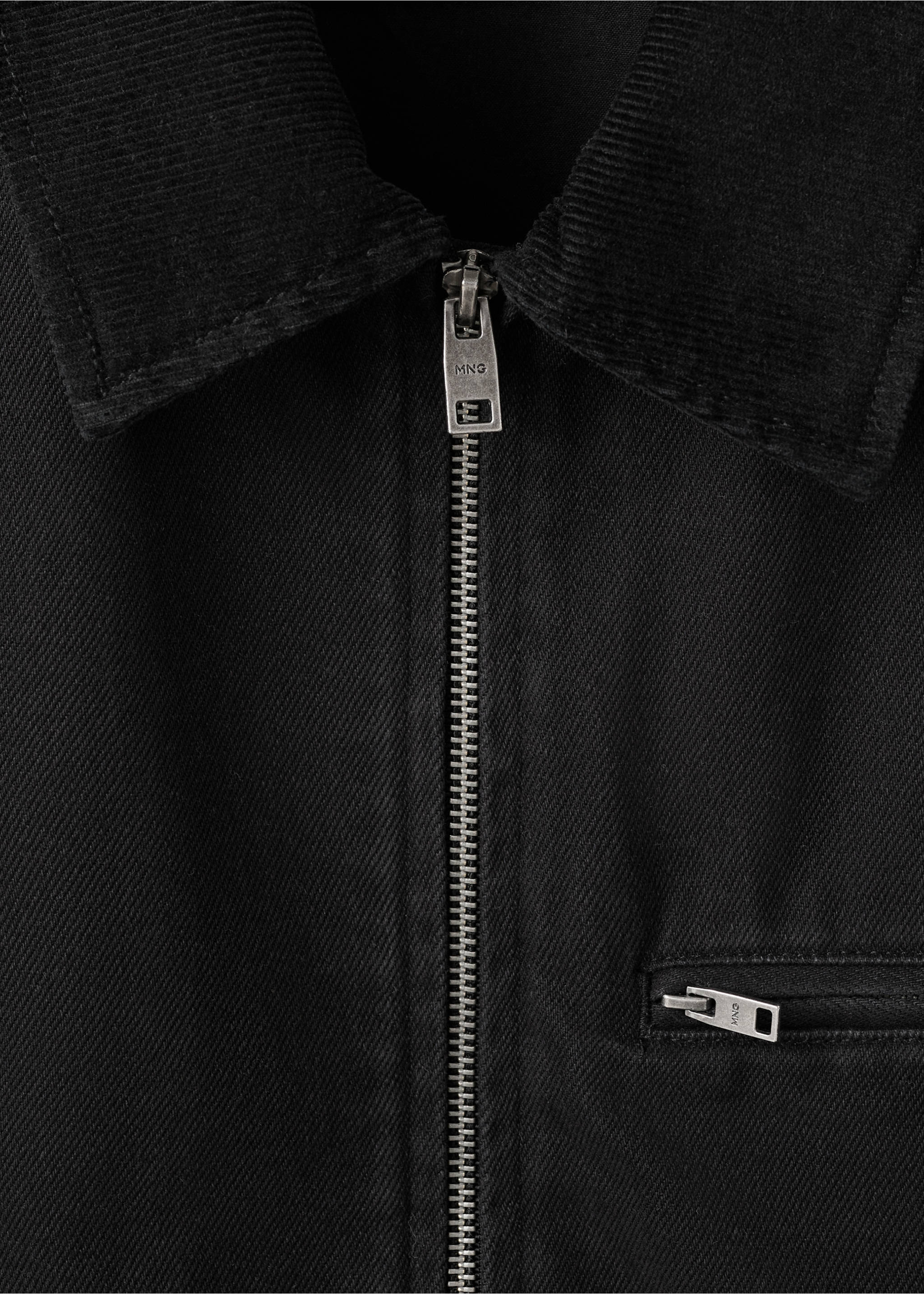 Джинсовая куртка с вельветовым воротником - Деталь изделия 8, Черный деним. Ref: 27044427-00.