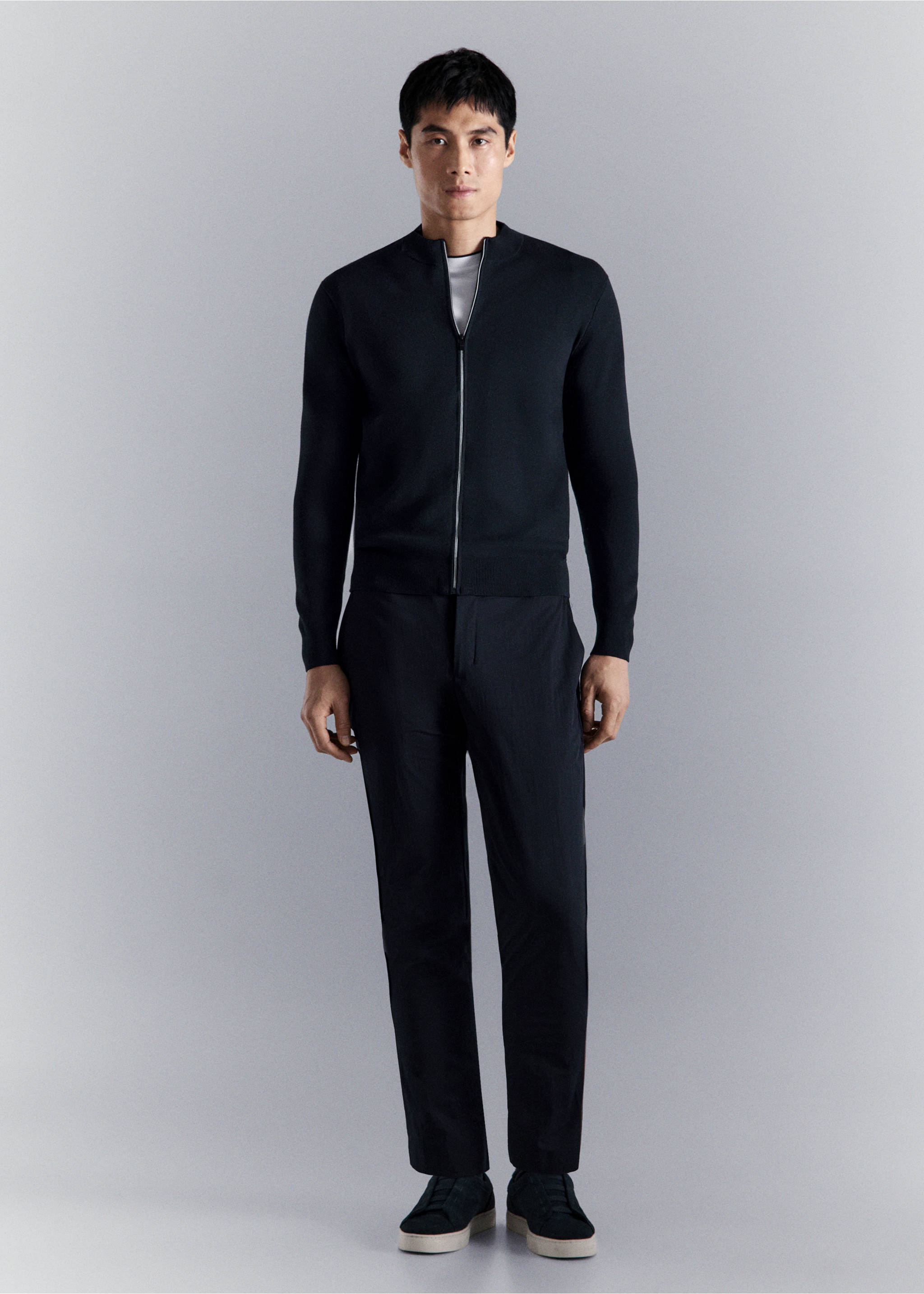 Cárdigan punto comfort stretch - Plano general, Azul marino. Ref: 27044428-00.